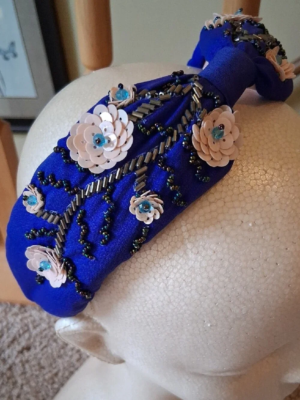 Embellished Royal Blue Floral Headband